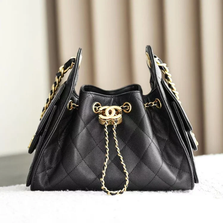 샤넬 25백 미니 블랙 금장 캐비어 호보백