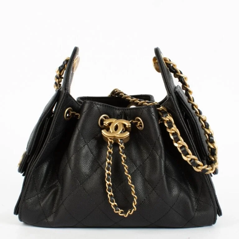 샤넬 25백 미니 블랙 금장 캐비어 호보백