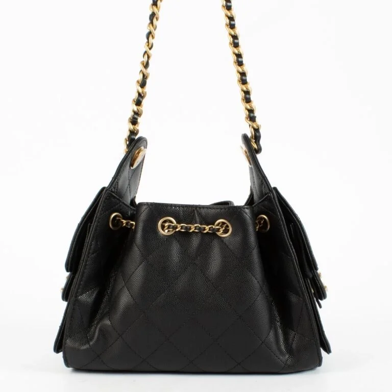 샤넬 25백 미니 블랙 금장 캐비어 호보백