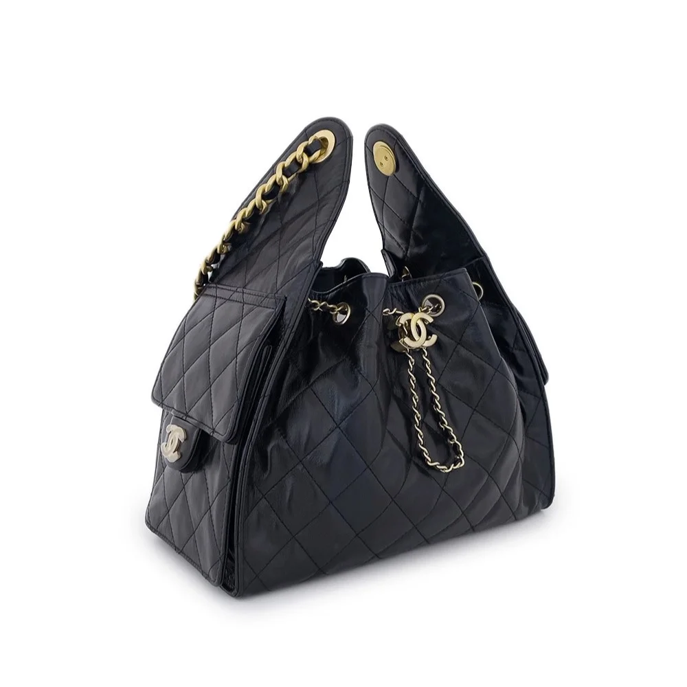 샤넬 25백 스몰 블랙 샤이니 카프스킨 호보백