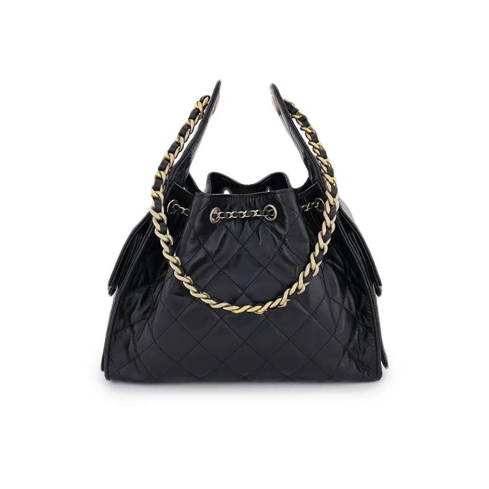 샤넬 25백 스몰 블랙 샤이니 카프스킨 호보백