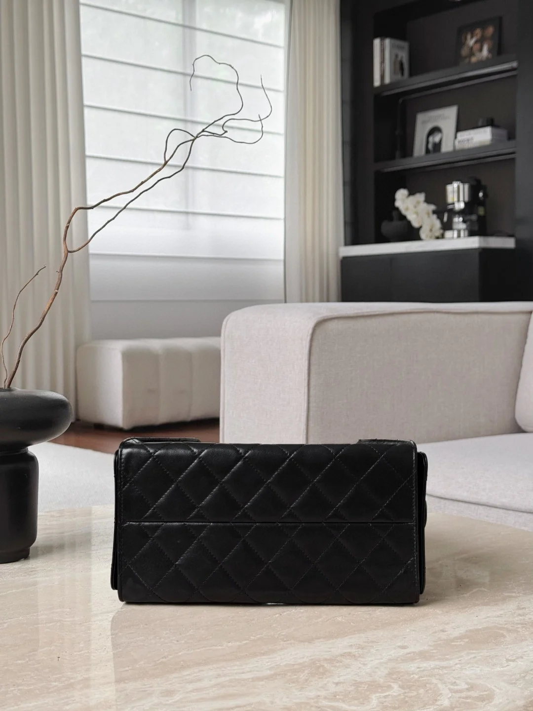 샤넬 25백 스몰 블랙 샤이니 카프스킨 호보백