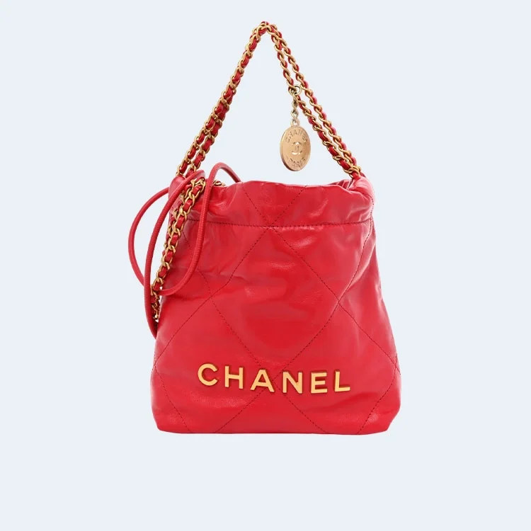 샤넬 22백 미니 오렌지 레드 금장