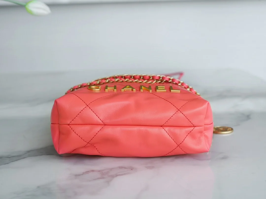 샤넬 22백 미니 오렌지 레드 금장