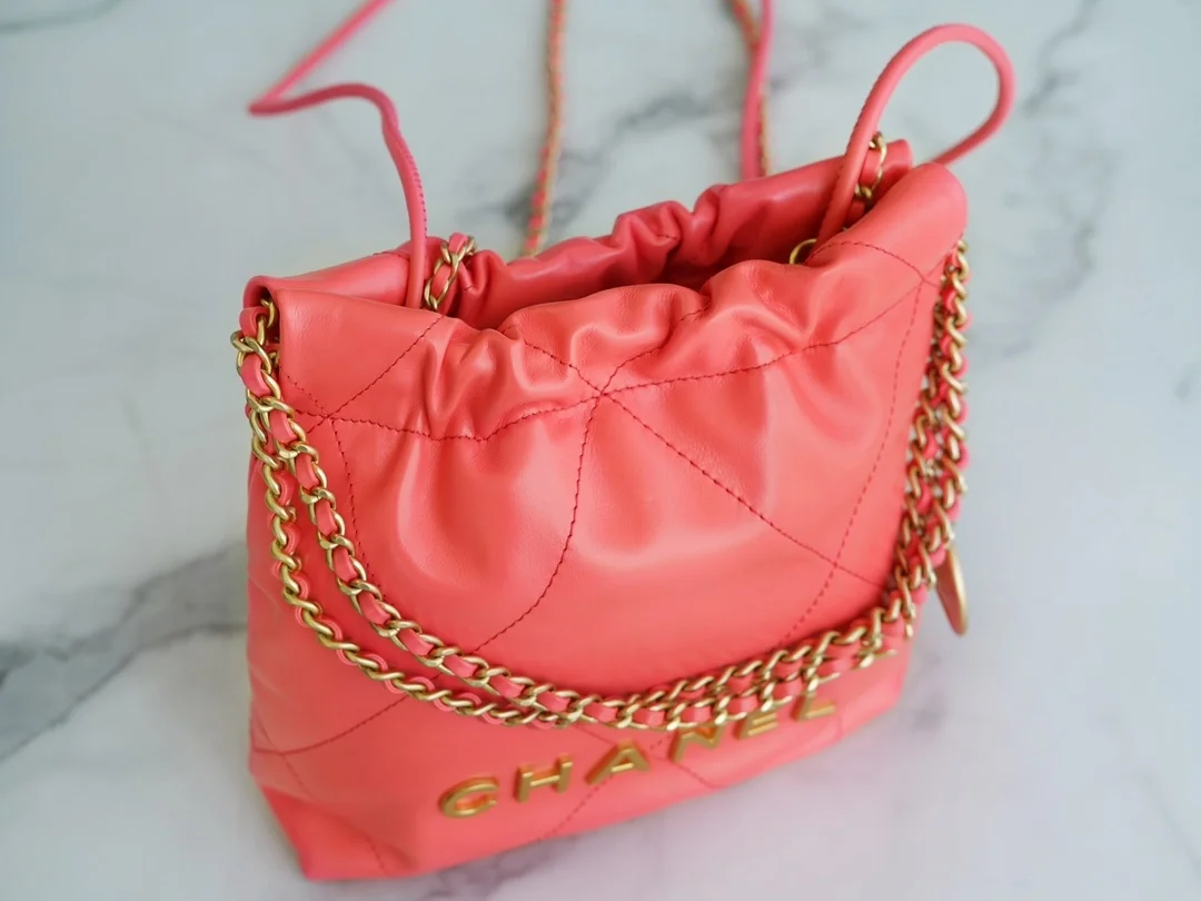 샤넬 22백 미니 오렌지 레드 금장