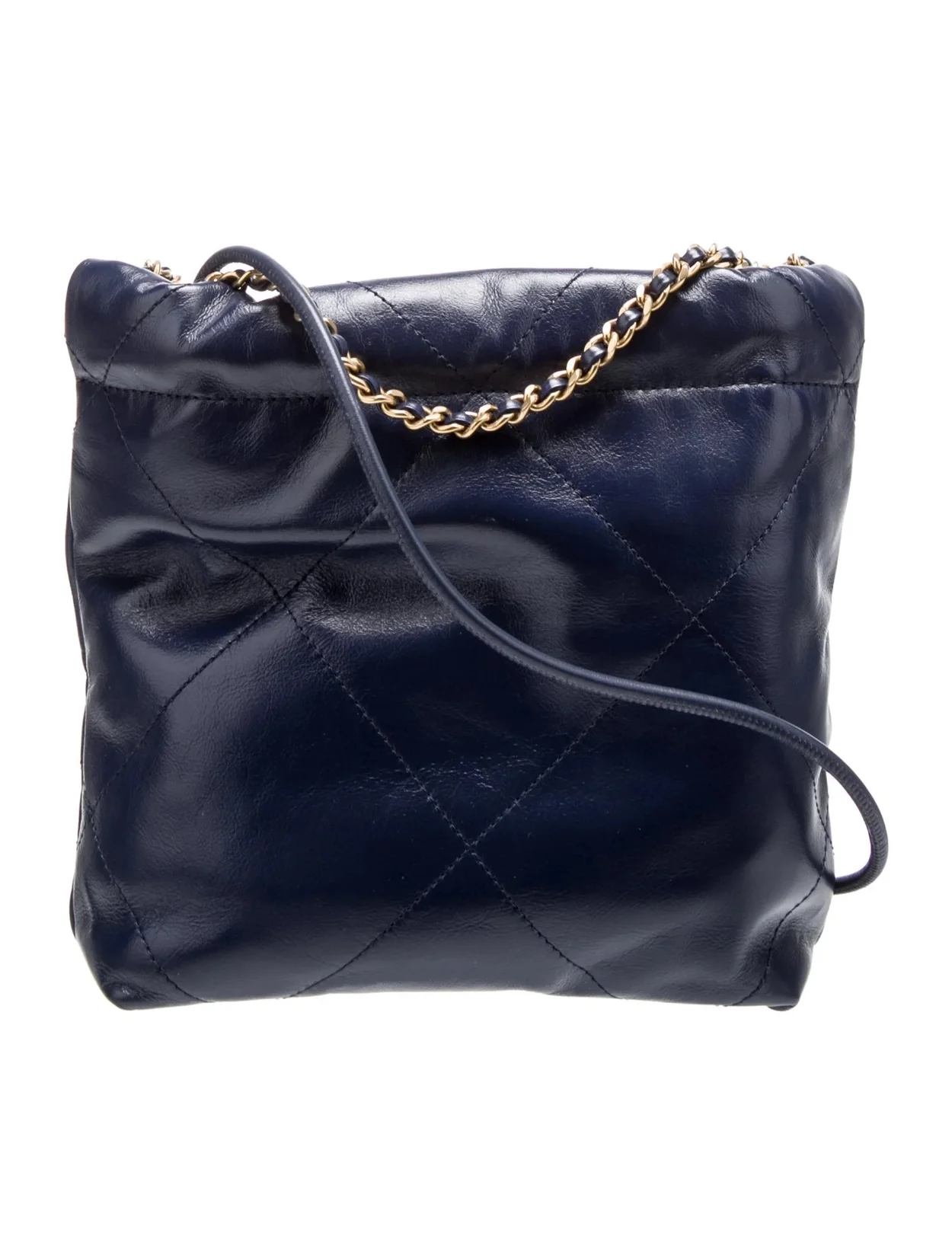 샤넬 22백 미니 샤이니 네이비 블루 금장