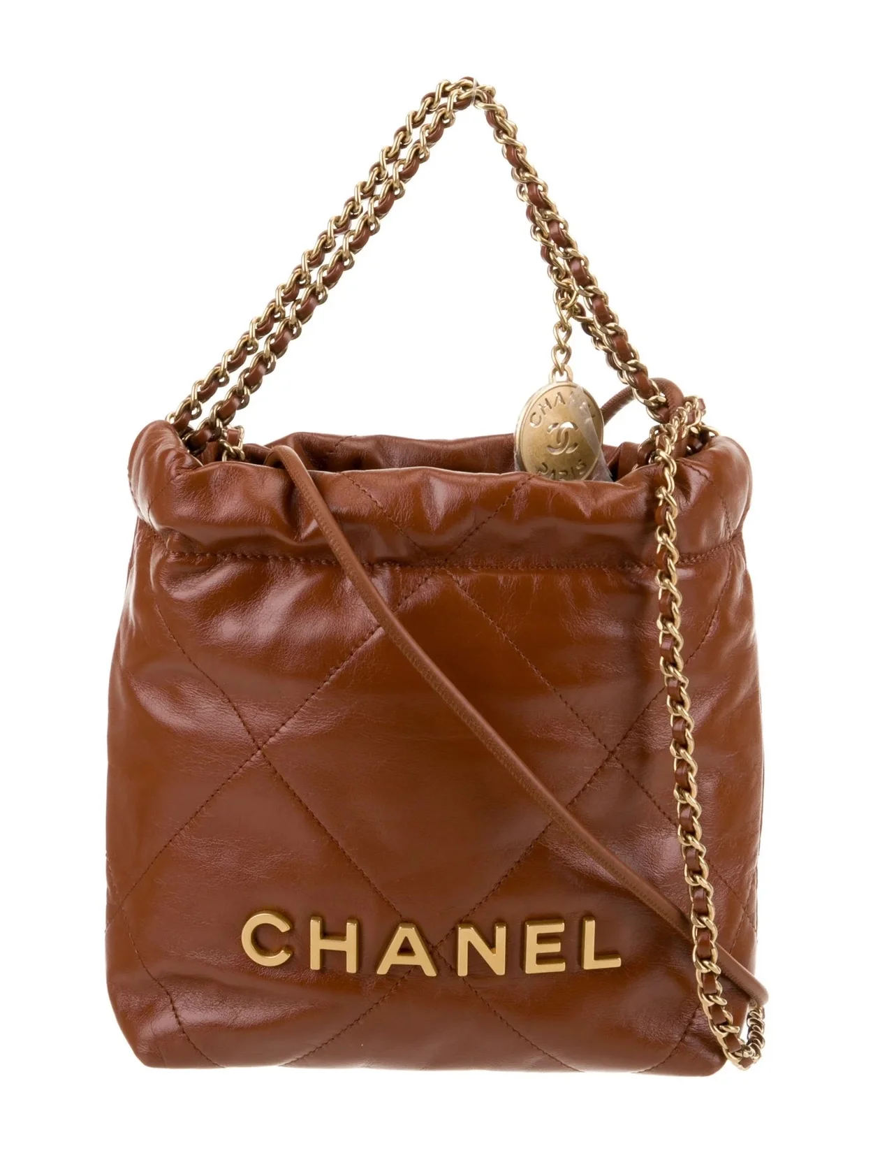 샤넬 22백 미니 브라운 금장