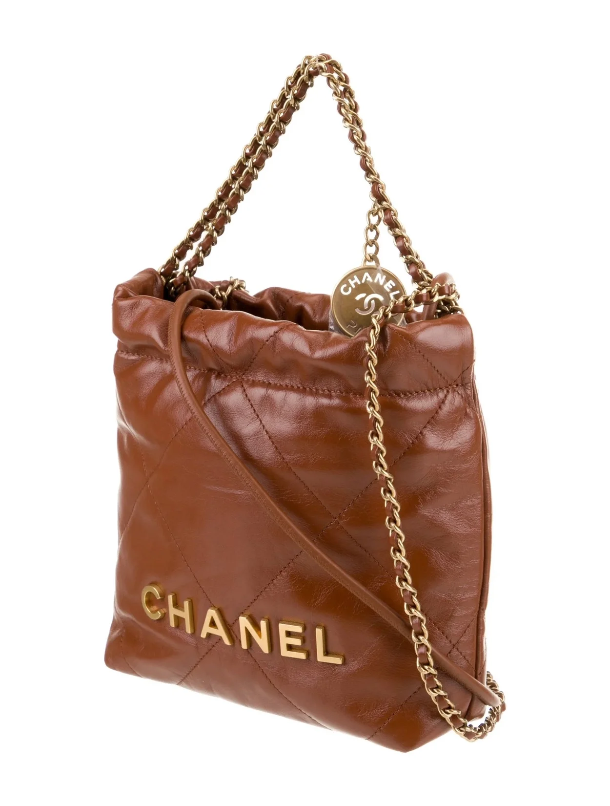 샤넬 22백 미니 브라운 금장