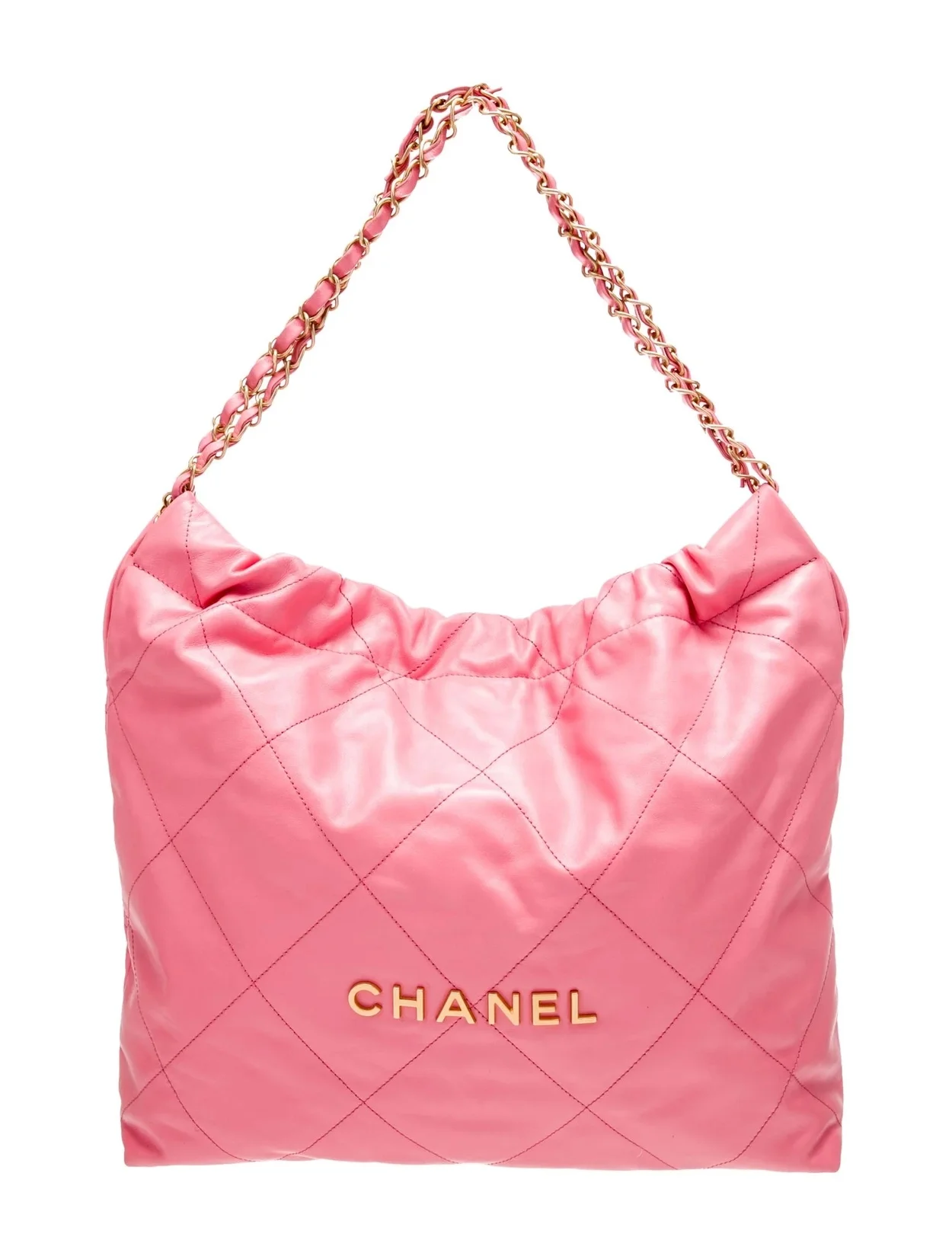 샤넬 22백 미디엄 코랄핑크 금장