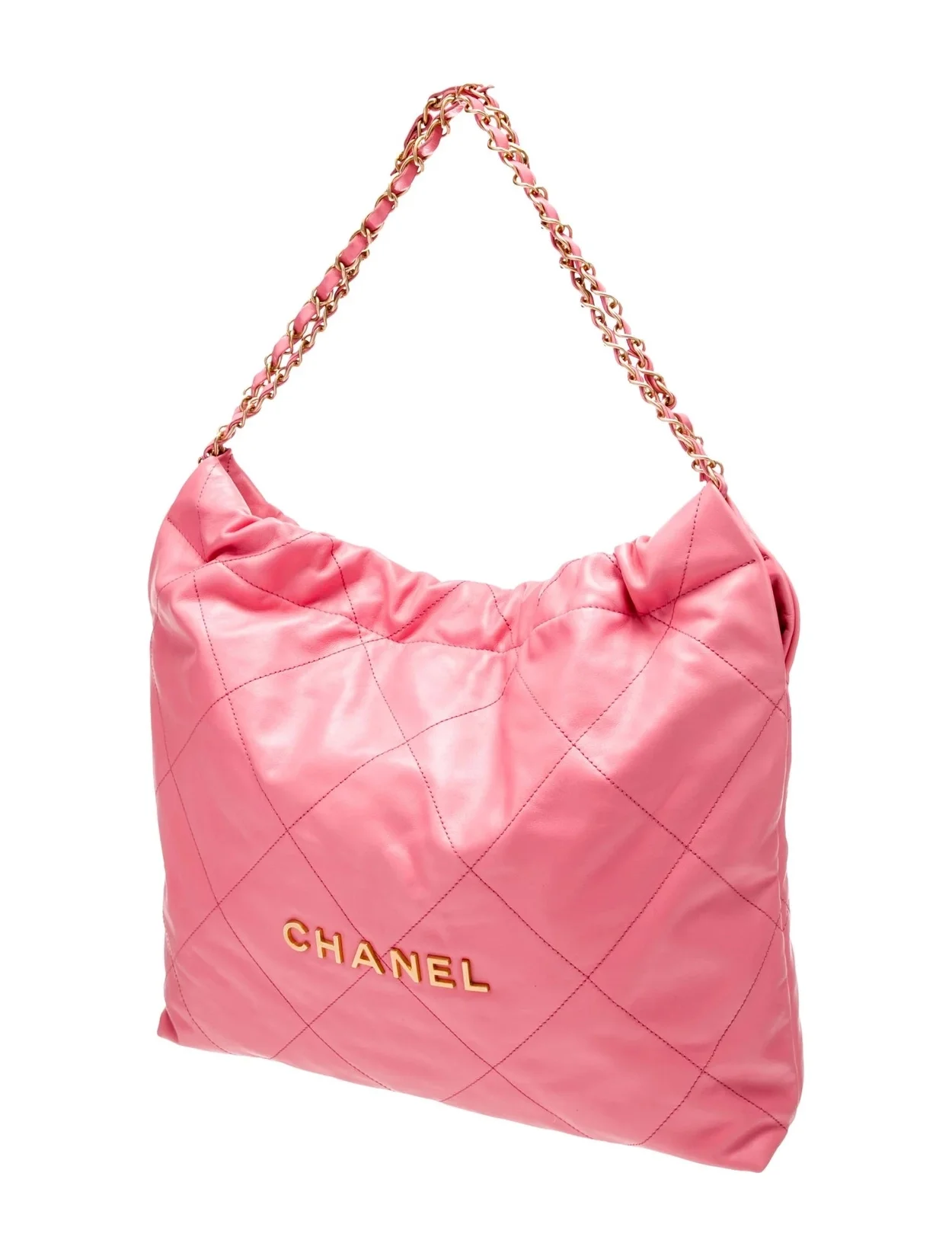 샤넬 22백 미디엄 코랄핑크 금장