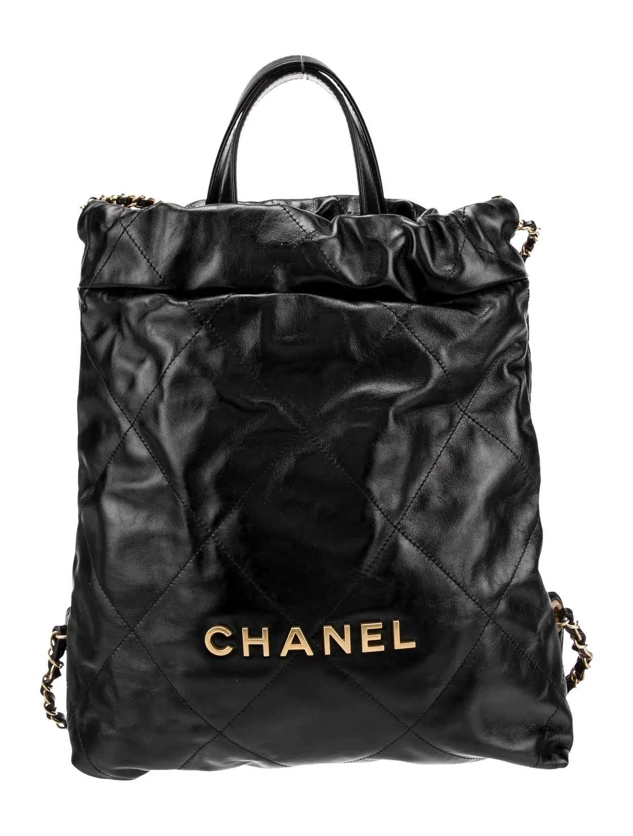 샤넬 22백팩 래커드 블랙 금장