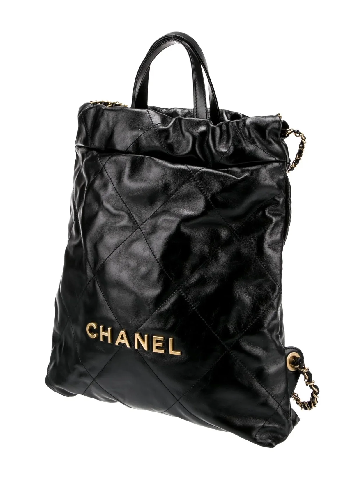 샤넬 22백팩 래커드 블랙 금장