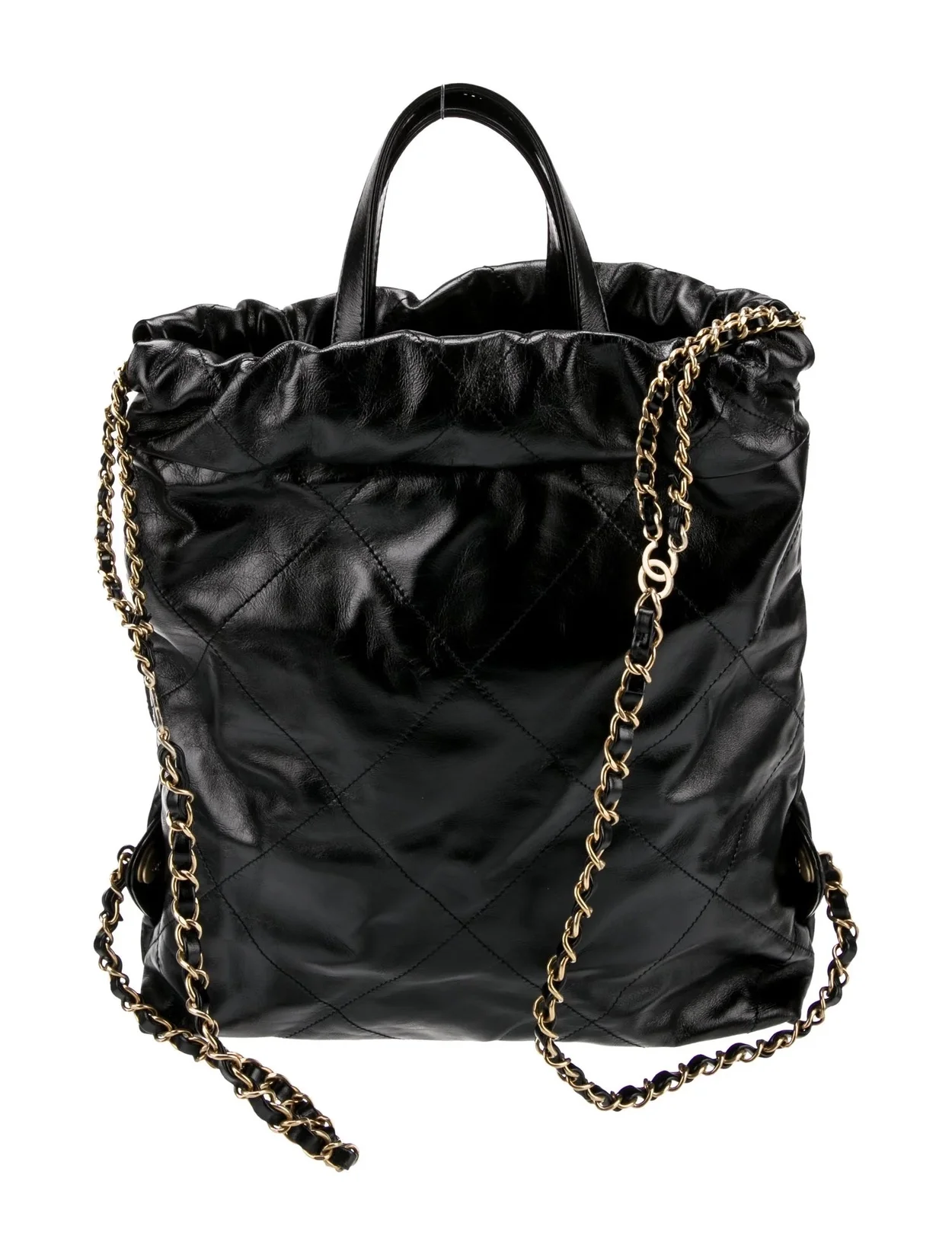 샤넬 22백팩 래커드 블랙 금장