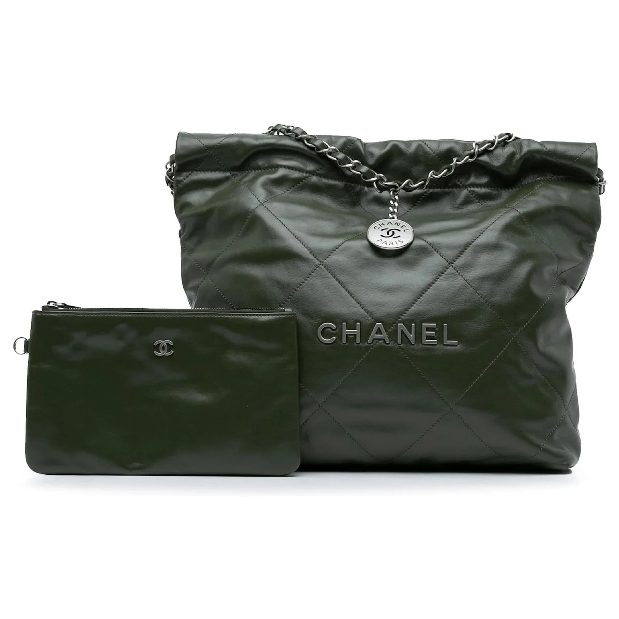 샤넬 22백 스몰 그린 은장