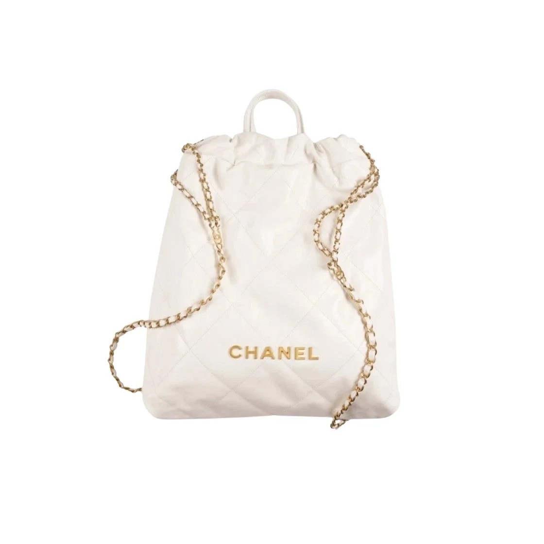 샤넬 22백팩 래커드 화이트 금장