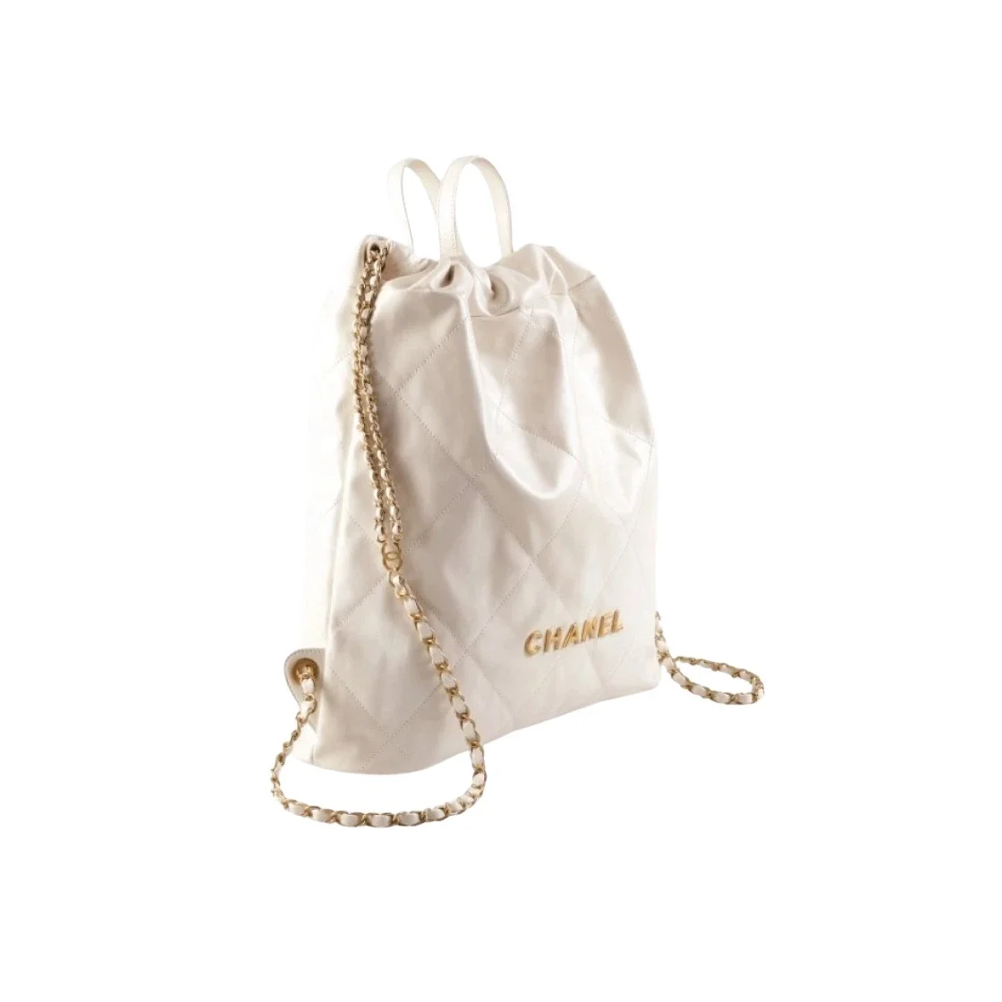 샤넬 22백팩 래커드 화이트 금장