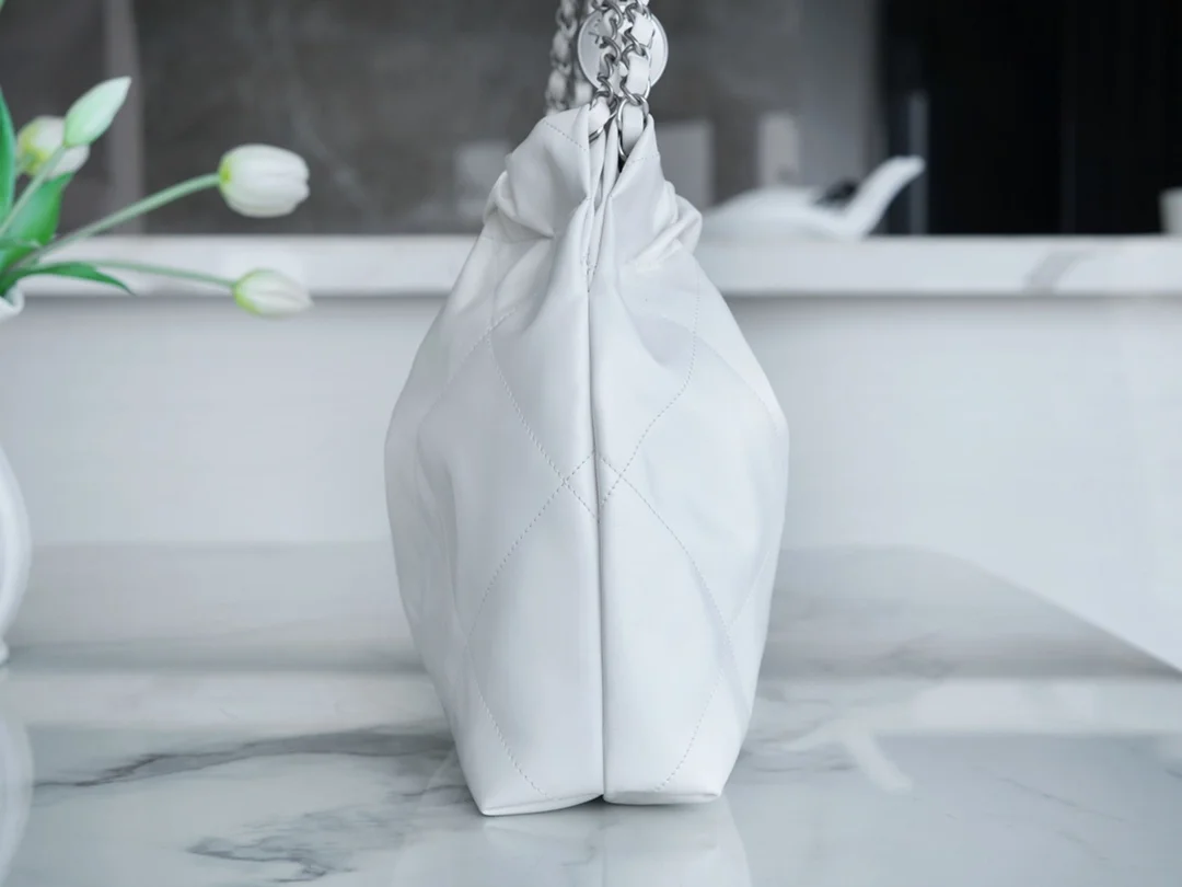 샤넬 22백 가로 버전 화이트 은장