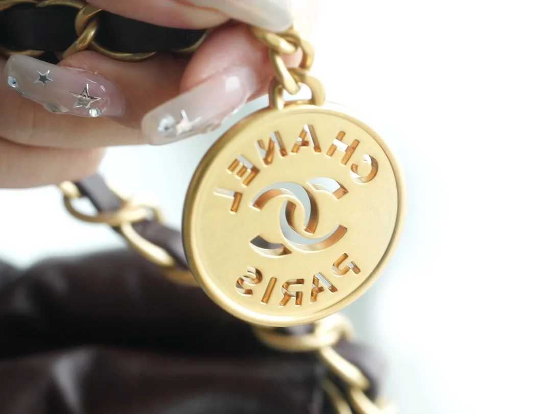 샤넬 22백 미디엄 다크 브라운 금장