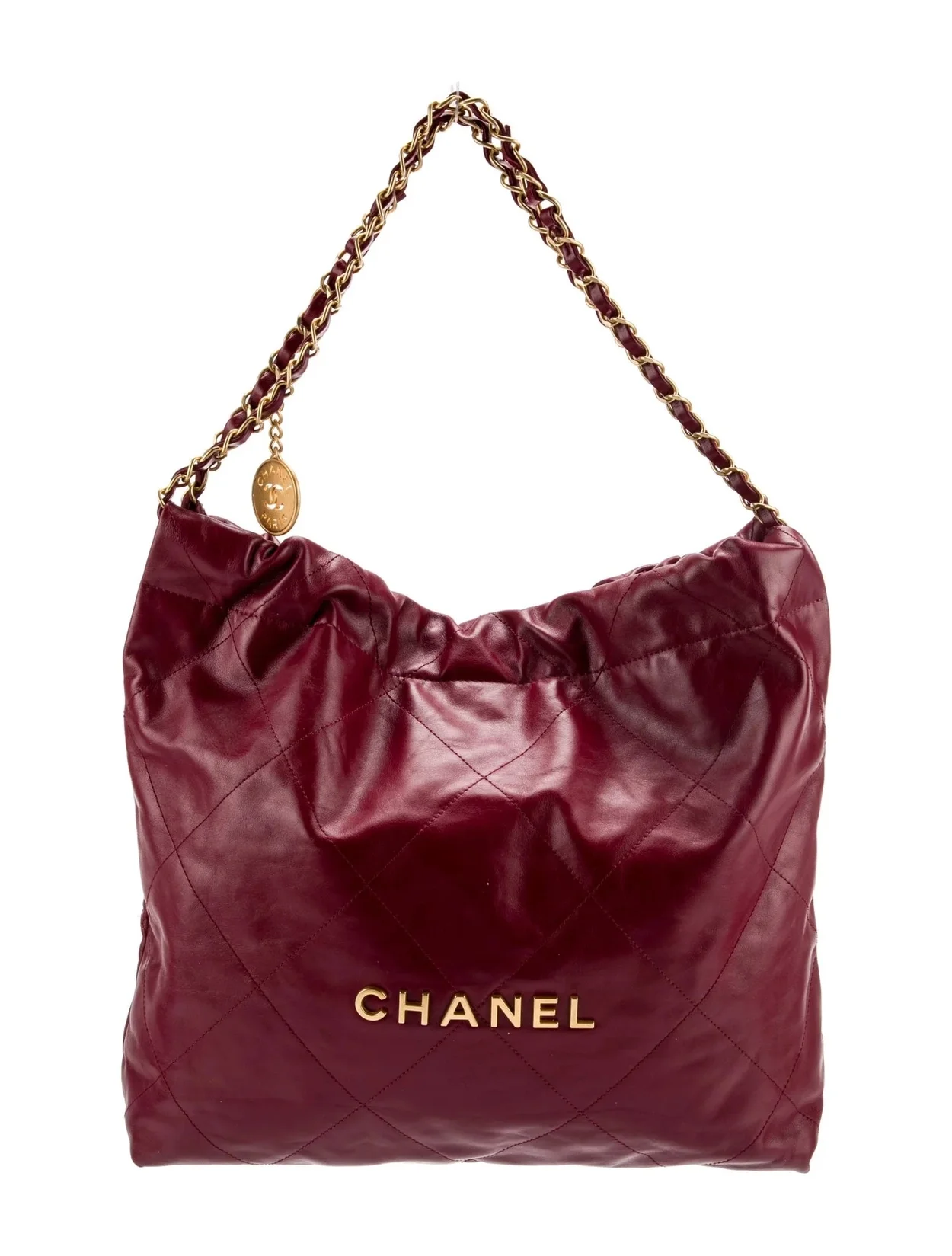 샤넬 22백 미디엄 버건디 금장