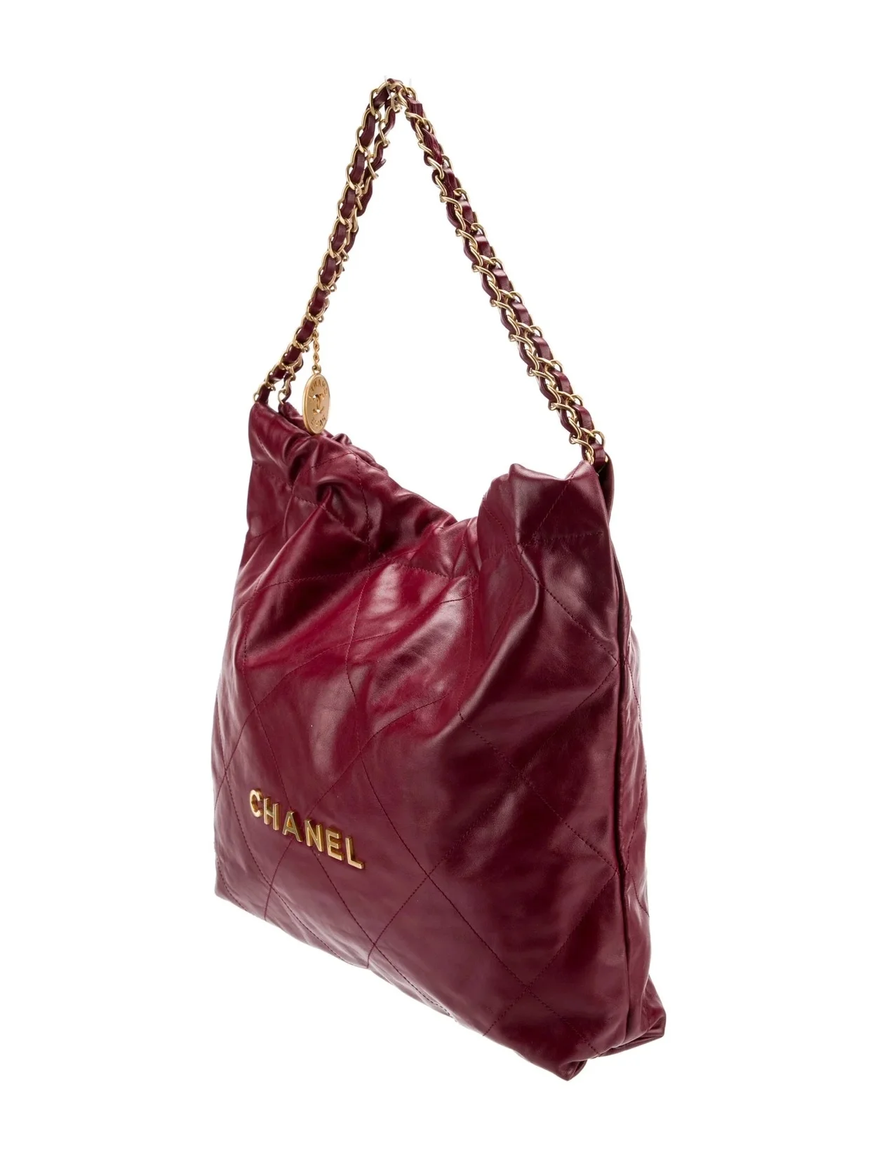 샤넬 22백 미디엄 버건디 금장