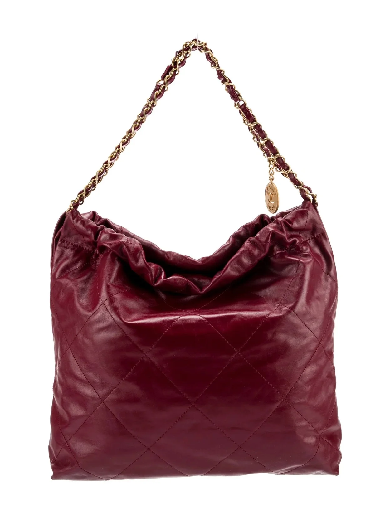 샤넬 22백 미디엄 버건디 금장