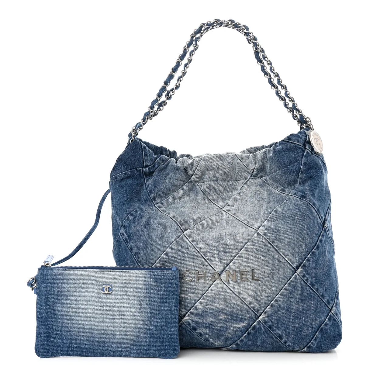 샤넬 22백 미디엄 데님 은장