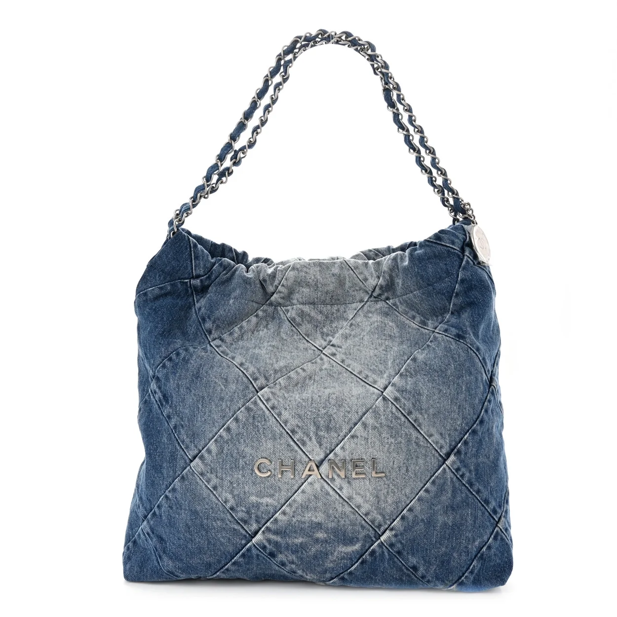 샤넬 22백 미디엄 데님 은장