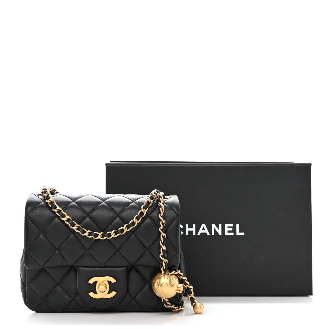 샤넬 뉴미니 골드볼 플랩백 블랙
