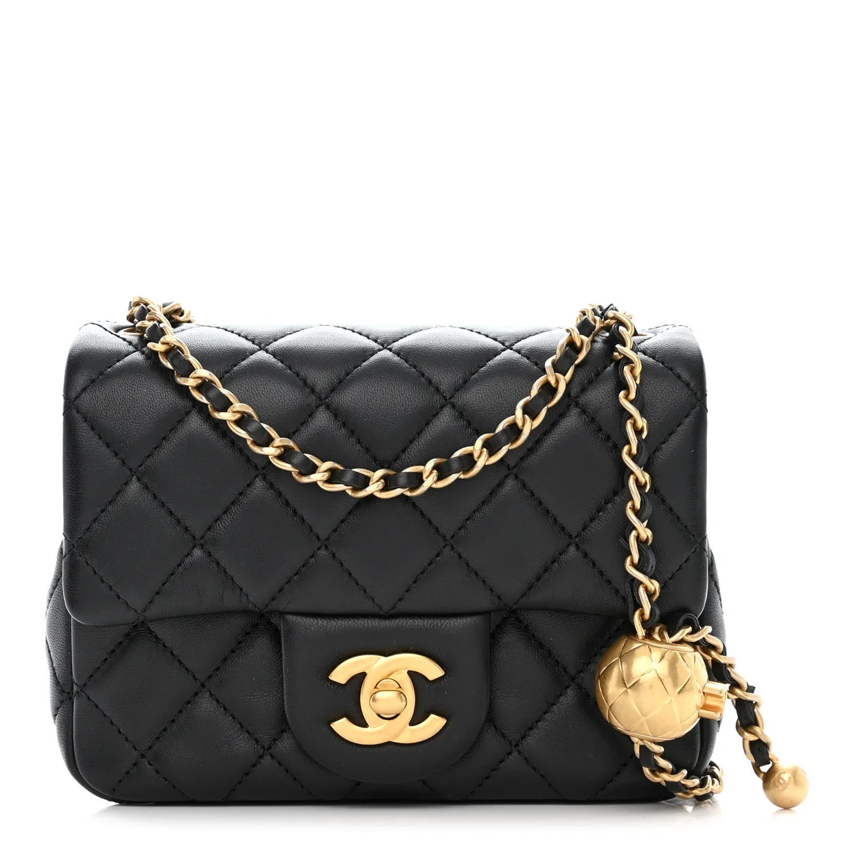 샤넬 뉴미니 골드볼 플랩백 블랙