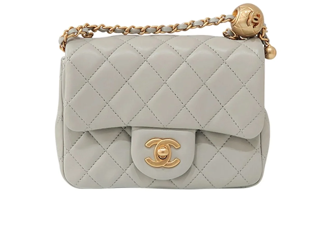 샤넬 쁘띠삭 골드볼 플랩백 뉴미니 팻그레이