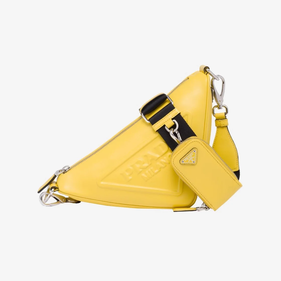 프라다 트라이앵글 레더 숄더백 옐로우