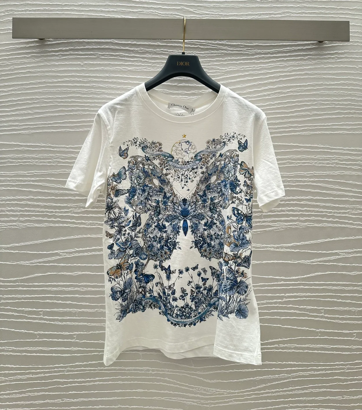 디올 파스텔 미드나잇 블루 버터플라이 티셔츠