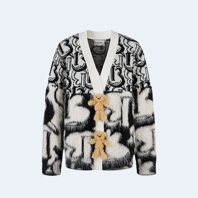 13 데마르조 모노그램 베어 가디건