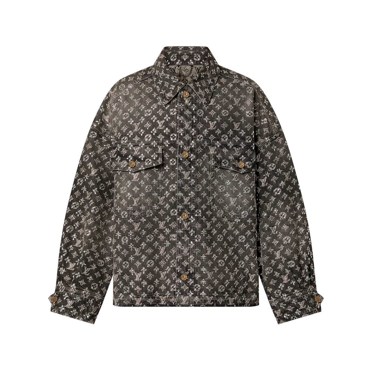 루이비통 메이드 투 오더 엠브로이더드 모노그램 데님 오버셔츠 1ABY92