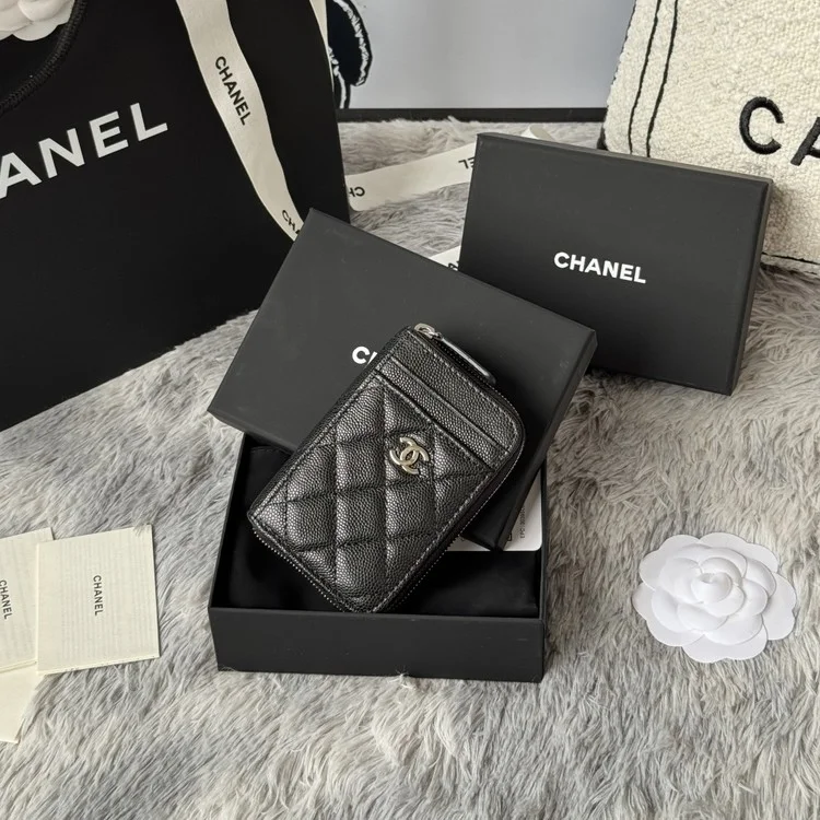 샤넬 클래식 지퍼 카드 지갑 캐비어 AP1650 은장