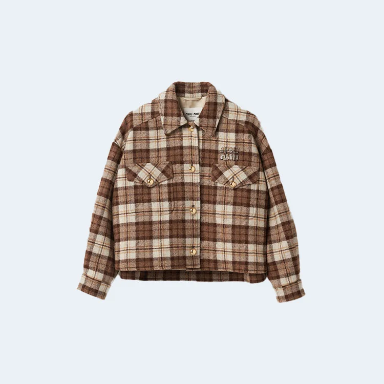미우미우 체크 블루종 재킷