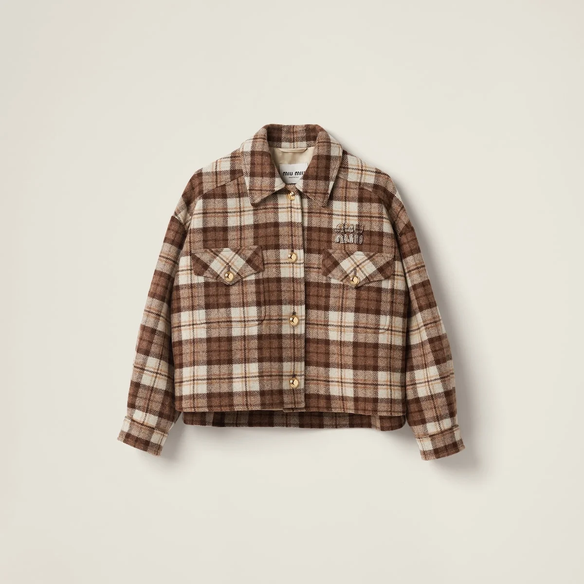미우미우 체크 블루종 재킷