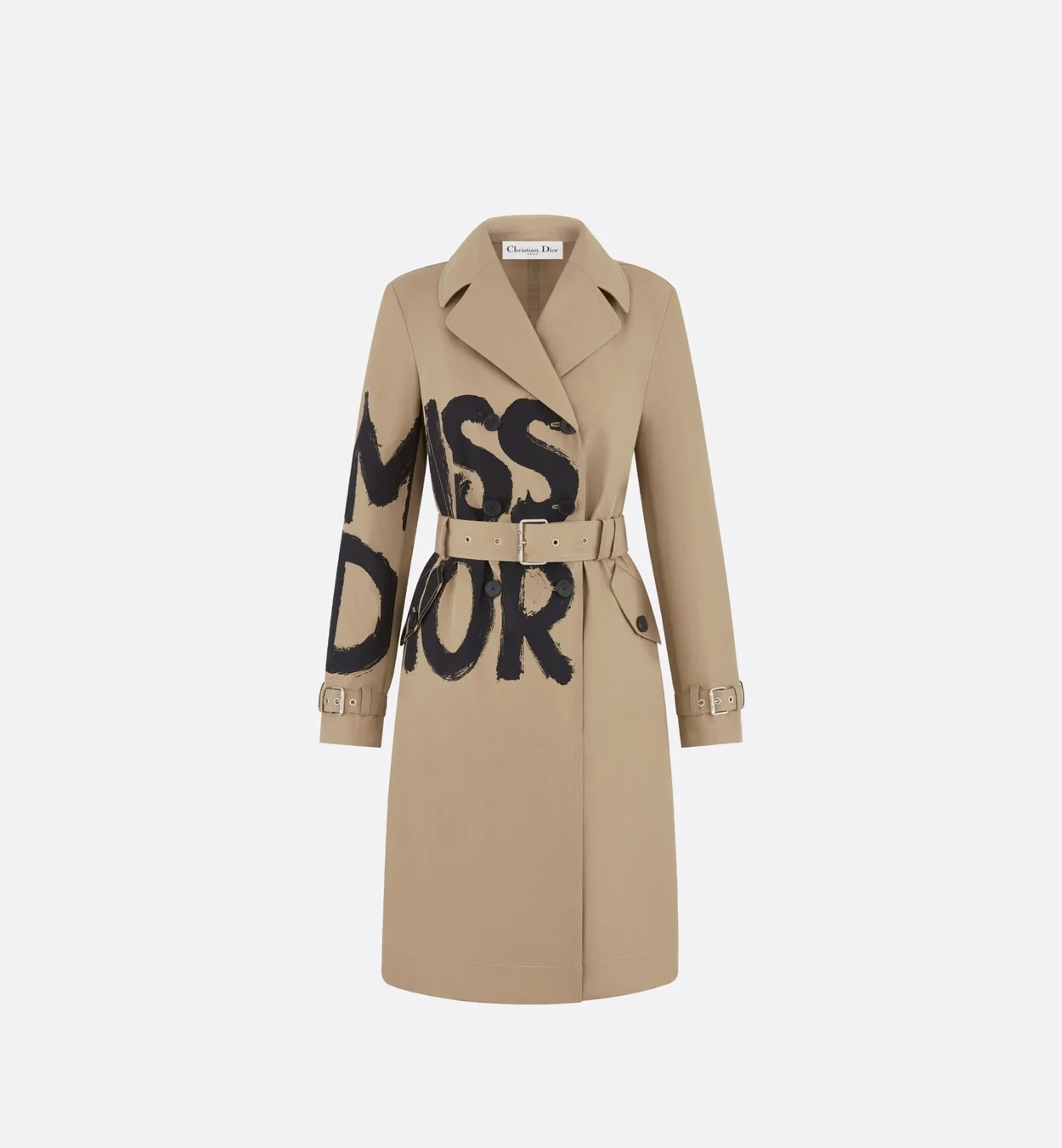 디올 블랙 Miss Dior Graffiti 모티브 트렌치코트