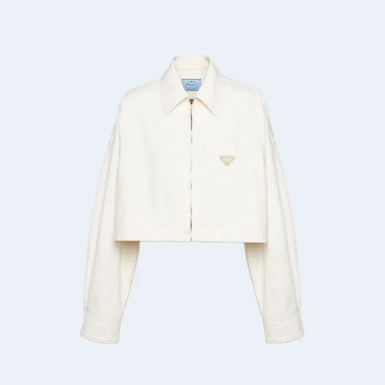 프라다 데님 블루종 재킷 화이트