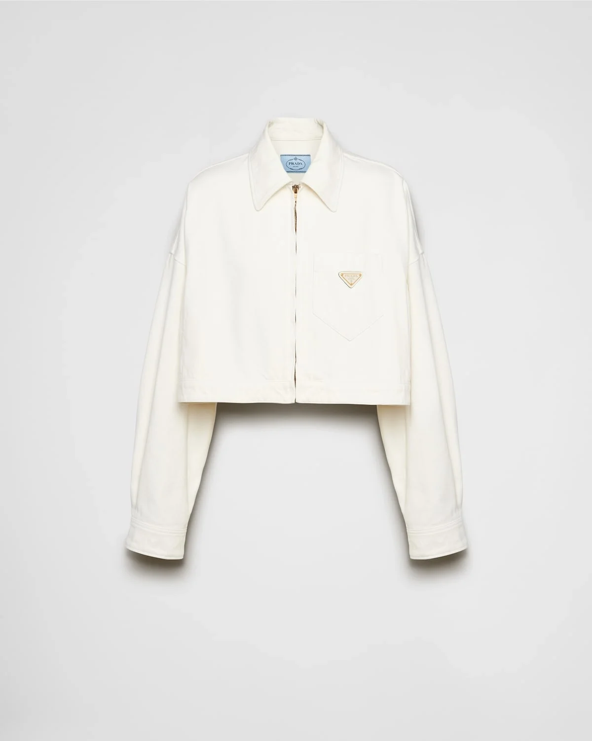 프라다 데님 블루종 재킷 화이트