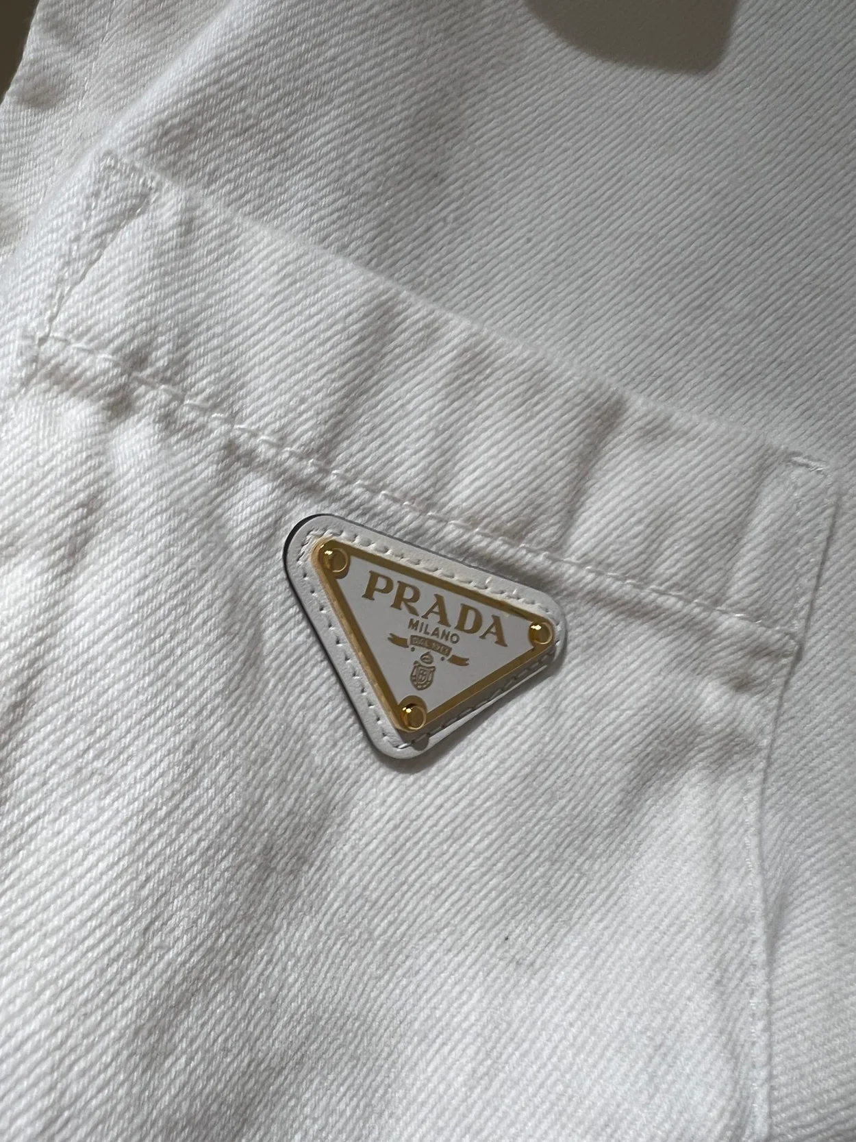 프라다 데님 블루종 재킷 화이트