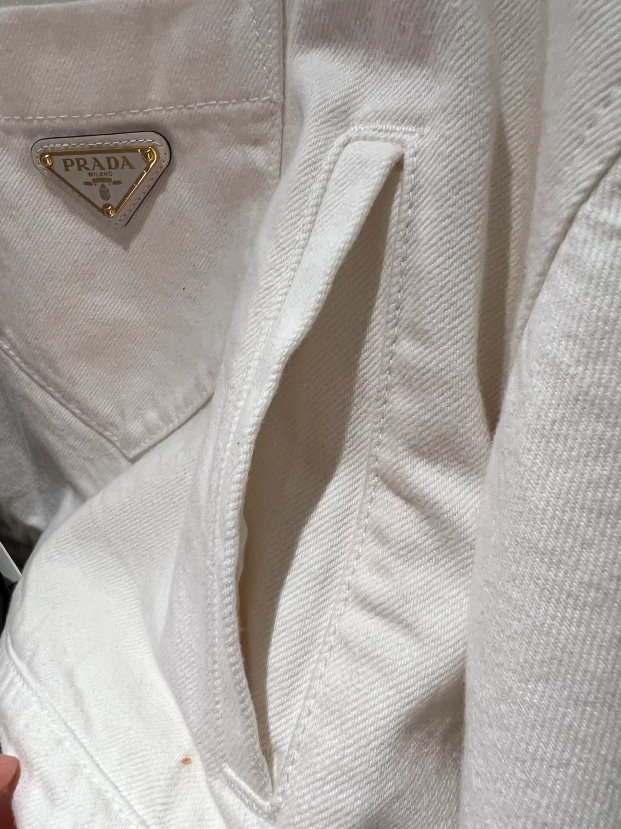 프라다 데님 블루종 재킷 화이트