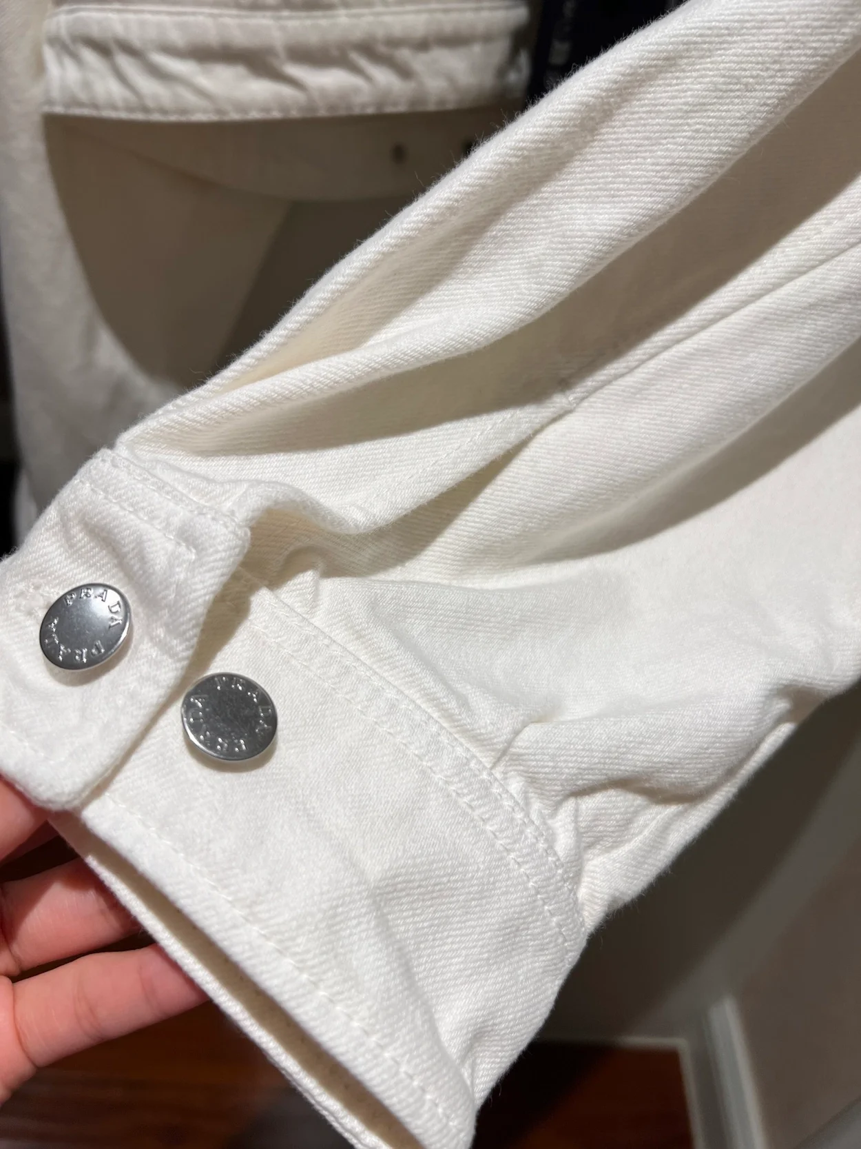 프라다 데님 블루종 재킷 화이트