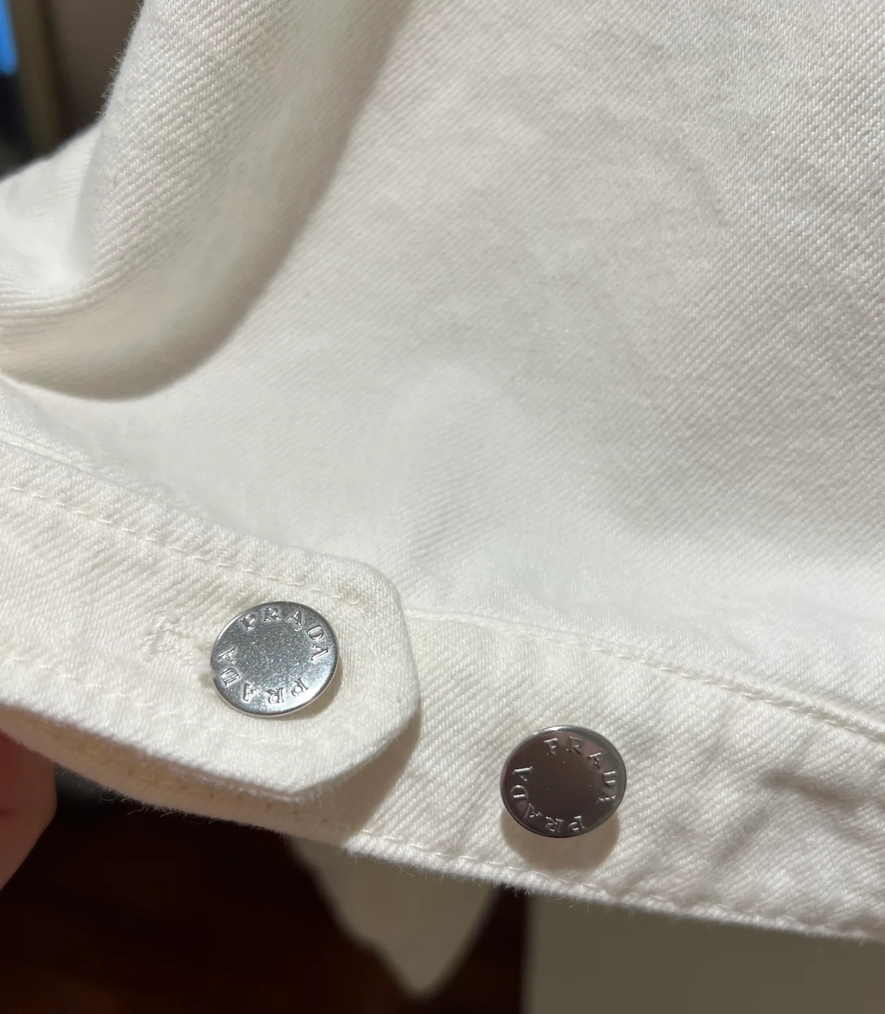 프라다 데님 블루종 재킷 화이트