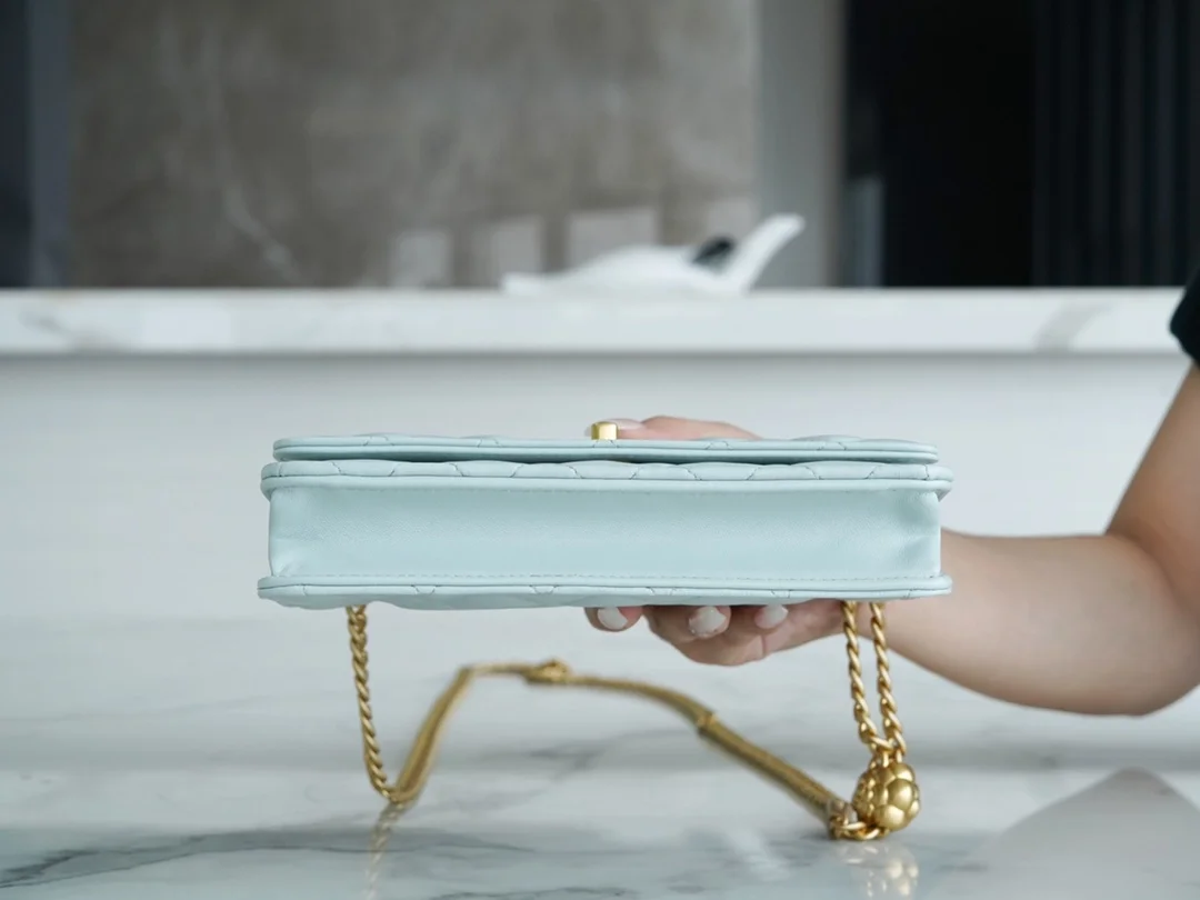 샤넬 WOC 까멜리아 라이트블루