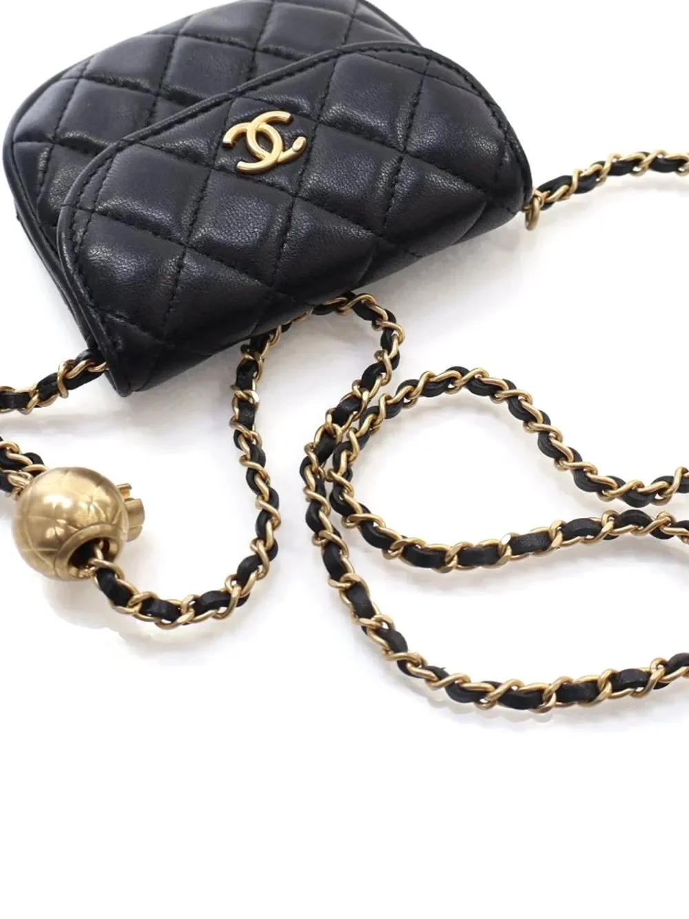 샤넬 WOC 골드볼 퀼팅 체인 웨이스트 미니백