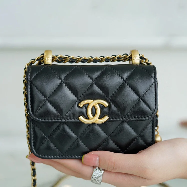 샤넬 더블 골드볼 미니 WOC 블랙