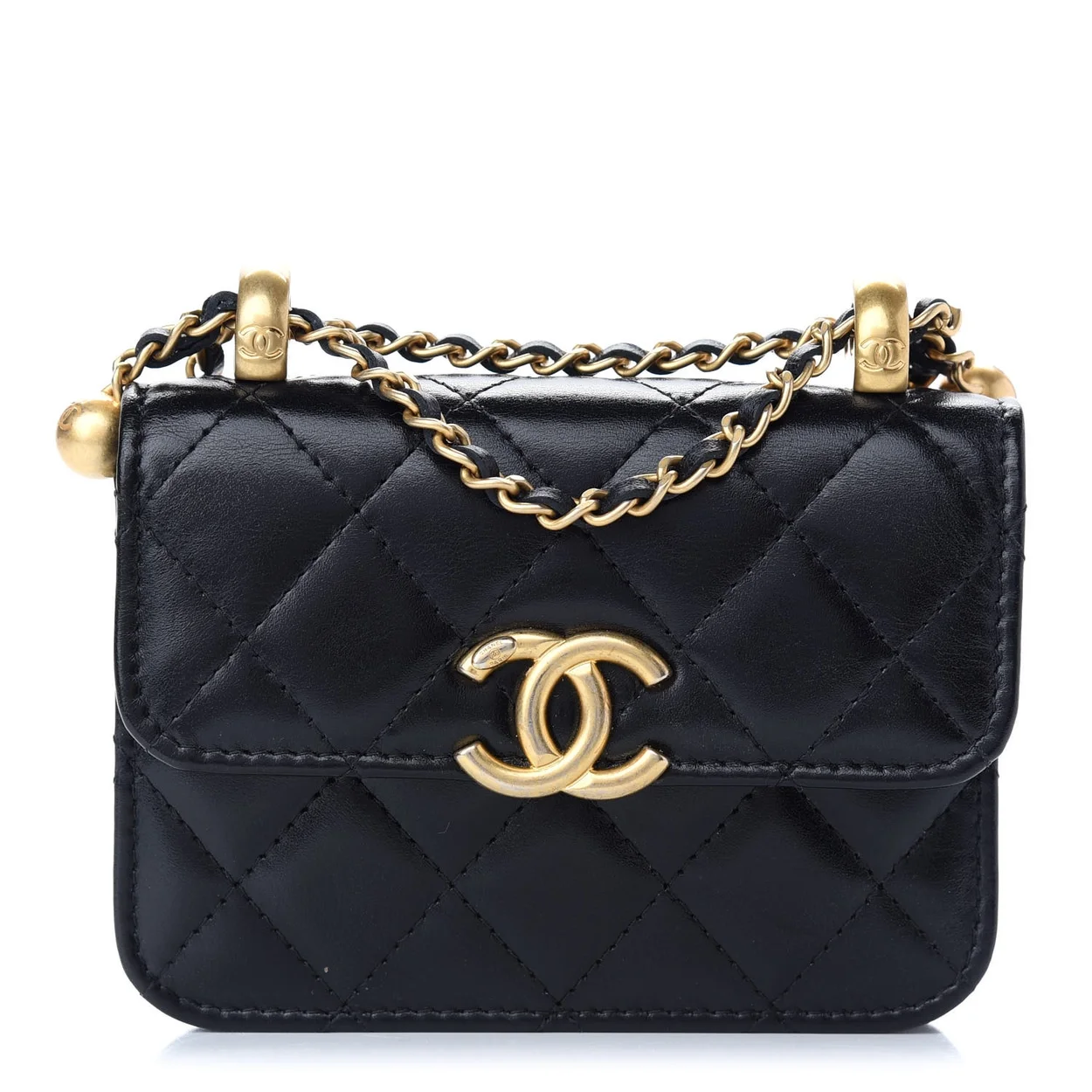 샤넬 더블 골드볼 미니 WOC 블랙