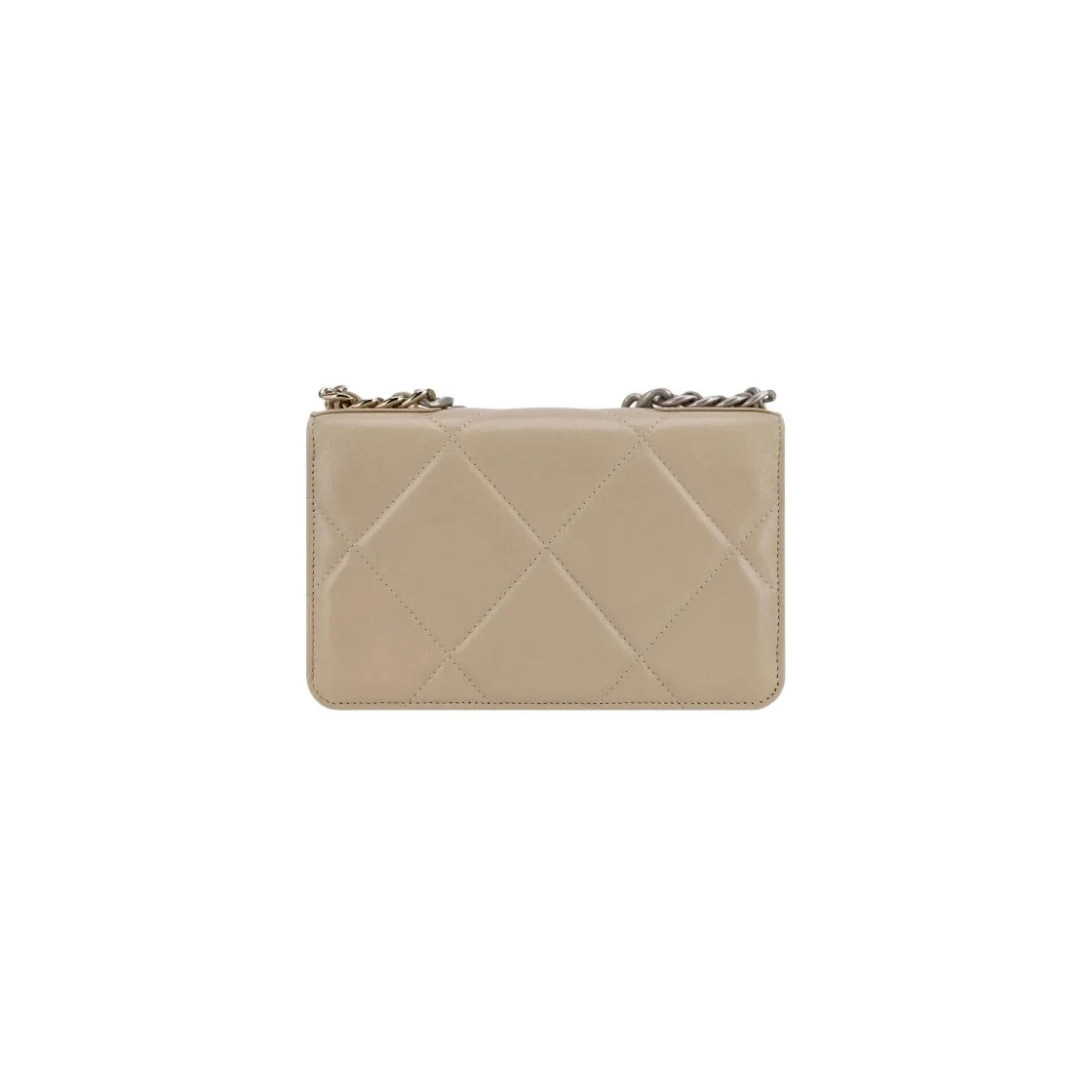 샤넬 19 WOC 턴락 램스킨 베이지 은장