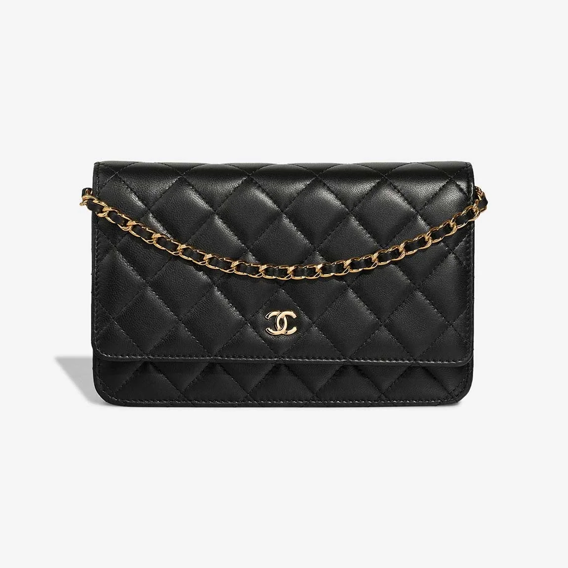 샤넬 클래식 WOC 블랙 금장 램스킨